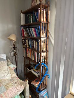 Vintage bookshelf, wood 80 inches high 30 inches wide