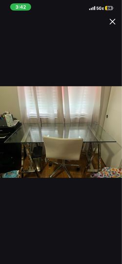 Glass desk w/ chair