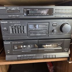 Vintage Panasonic Hi-Fi Stereo System + Turntable + Tower Speakers + Media Cabinet