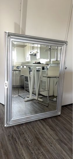 Large Silver Framed Wall Mirror