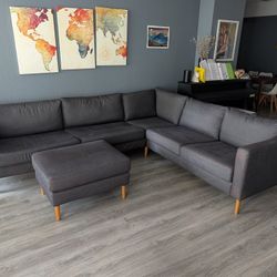 Ikea Karlstad Sectional Couch Sofa With Ottoman