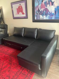 Black Leather Sleeper Sofa