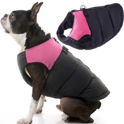BRAND NEW IN BAG Gooby Padded Vest Dog Jacket - Pink, Medium - Warm Zip Up Dog Vest Fleece Jacket with Dual D Ring Leash - Winter Water Resistant 