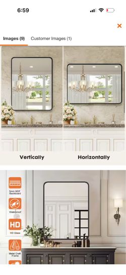 Brand new asking $50 Modern 36 in. W x 24 in. H Rectangle Black Framed Bathroom Vanity Mirror Wall Mirror with Rounded Corners