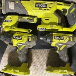 Ryobi 18v Set Jigsaw Drill Impact Driver And Flashlight