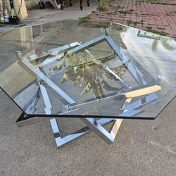 Glass octagon & geometric coffee table