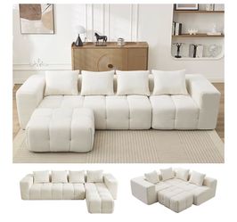 119" Boneless L-Shaped Sectional Sofa with Chaise Lounge - Plush Memory Foam Cushions ( NEW IN BOX)