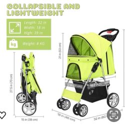 Dog Or  Cat Carriage Lime Green Polka Dot Design
