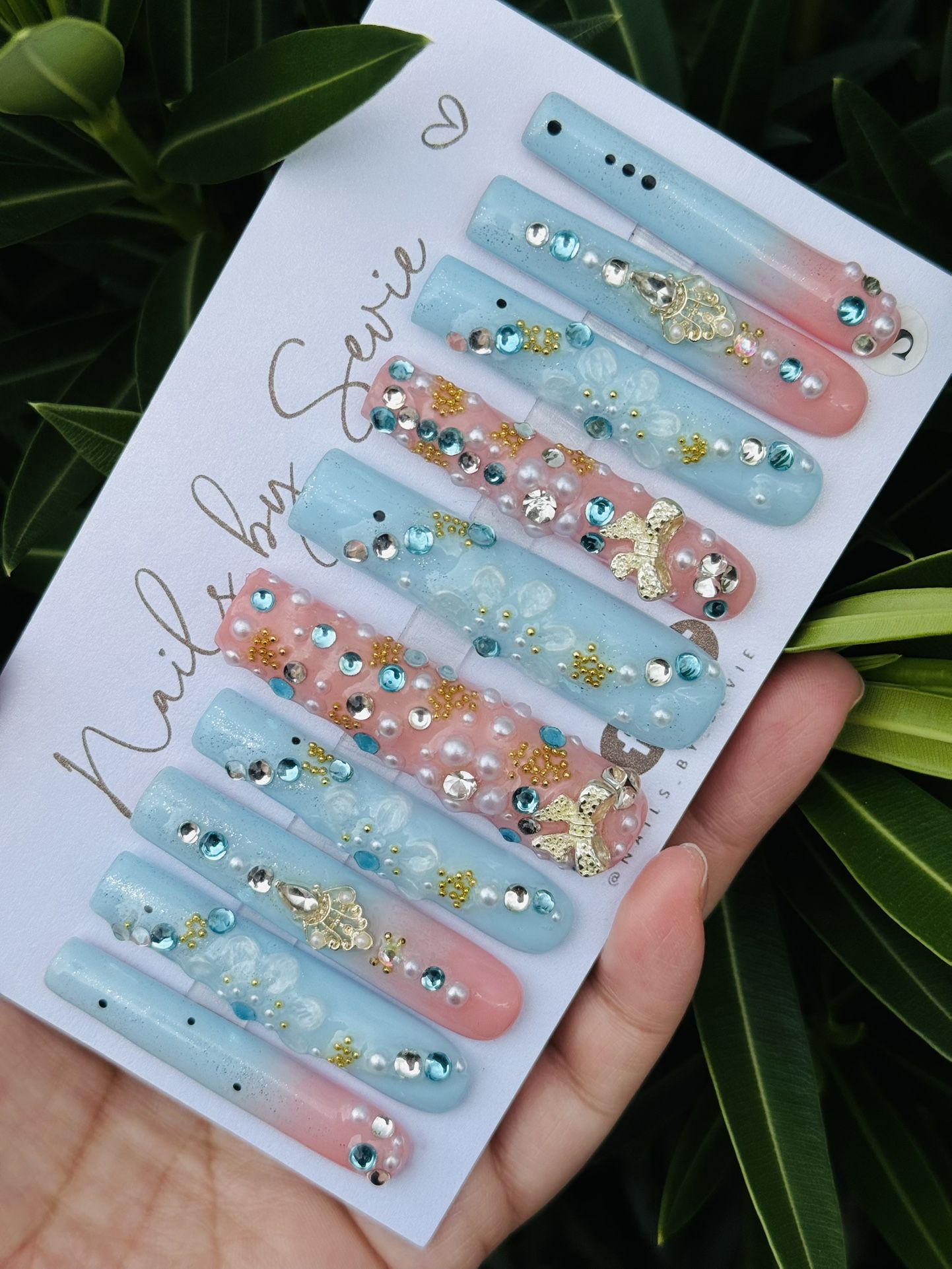 Nails 10pc Acrylic Set Long Length,Application Kit Included $25