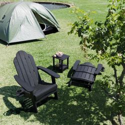 Black Adirondack Outdoor Chair with Cup Holder – $70