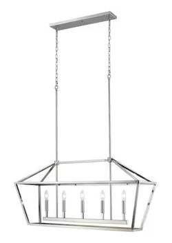 5-Light 40” Wide Taper Candle Silver Nickel Chandelier