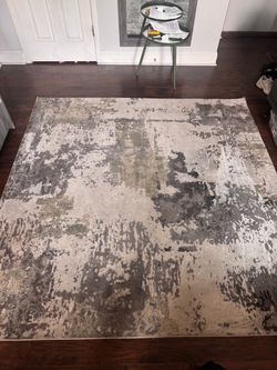 6’7” x 6’7” Gray & Green Abstract Area Rug