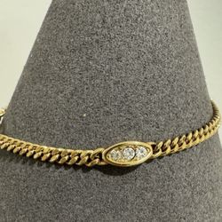 Gold Plated Dior Vintage Bracelet with Rhinestones