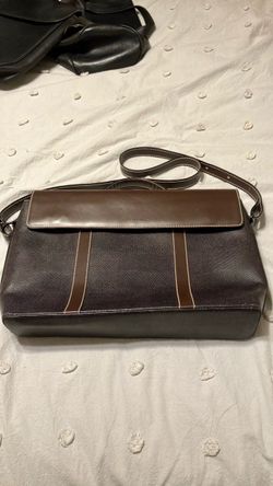 Lancel Paris smooth and pebbled brown leather briefcase