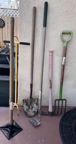 6-Pc Heavy-Duty Garden & Landscaping Tool Lot – Shovel, Fork, Hoe, Cultivator, Mattock & Tamper