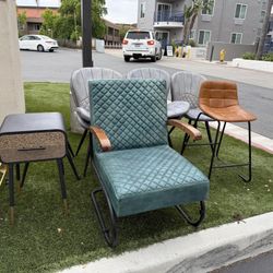 Blue Lounge Chair W/ Matching Ottoman - $179.95