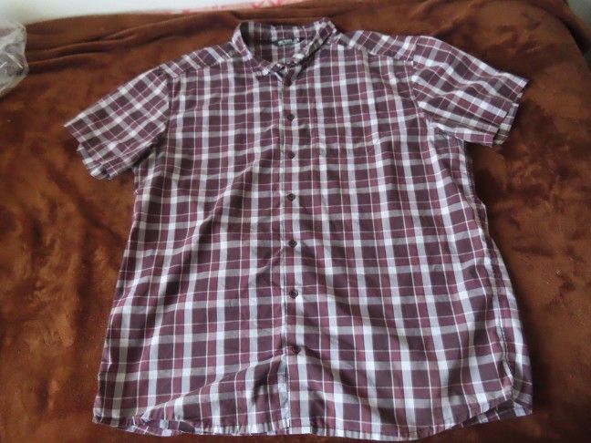 Arc'teryx Brohm Maroon Plaid Chest Pocket Short Sleeve Men's Shirt Size 2XL