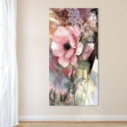 Empire Art Direct "Pastel Fleur II Frameless Free Floating Reverse Printed Tempered Glass Wall Art, Ready to Hang, Living Room, Bedroom & Office, 72" 