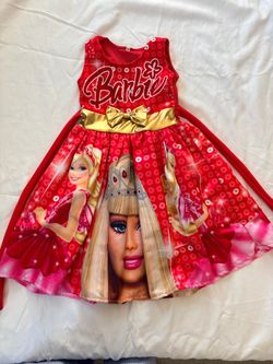 Barbie Girls Dress Red Sleeveless size 6