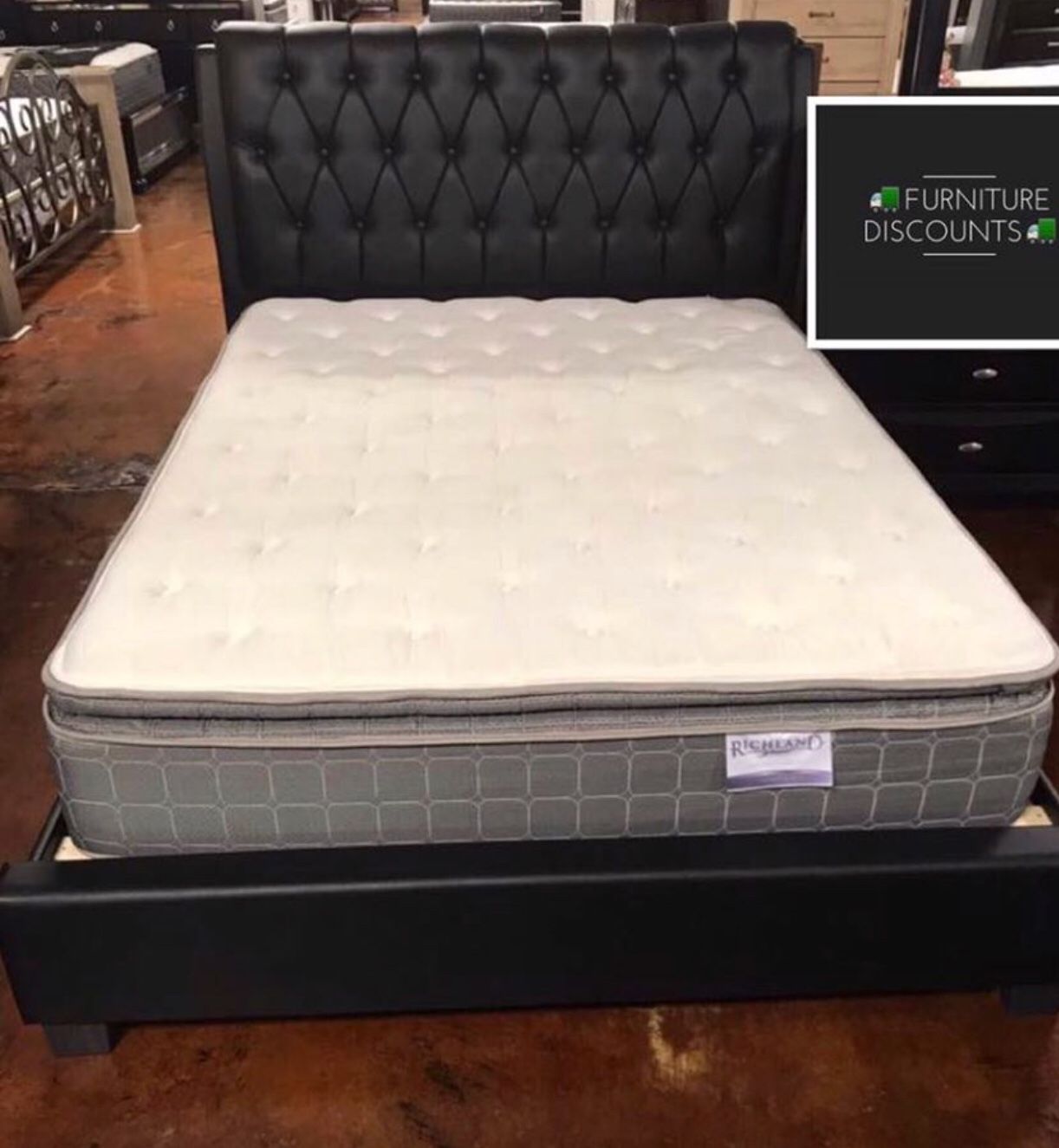 Brand new bed frame with pillow top mattress
