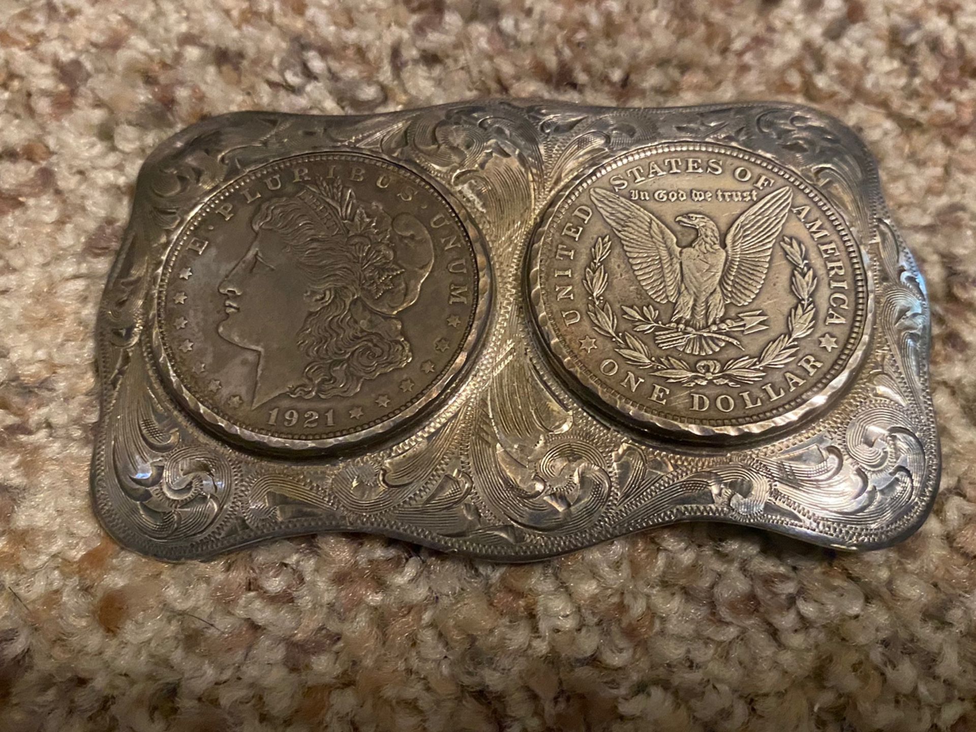 1921 Morgan Silver Dollar Belt Buckle