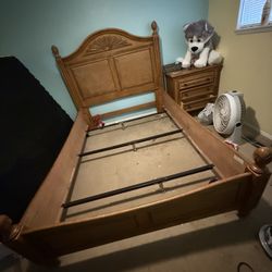 Queen Bed Frame, Night Stand, And Larger Dresser