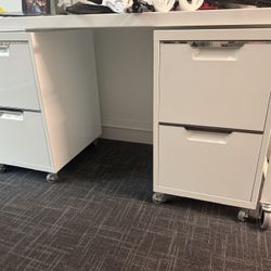 2 White File Cabinets 