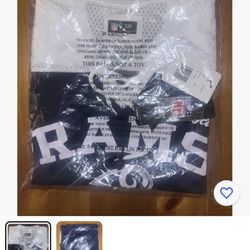 LA Rams NFL Team Apparel Los Angeles Rams Football T-Shirt White/Blue Womens - M