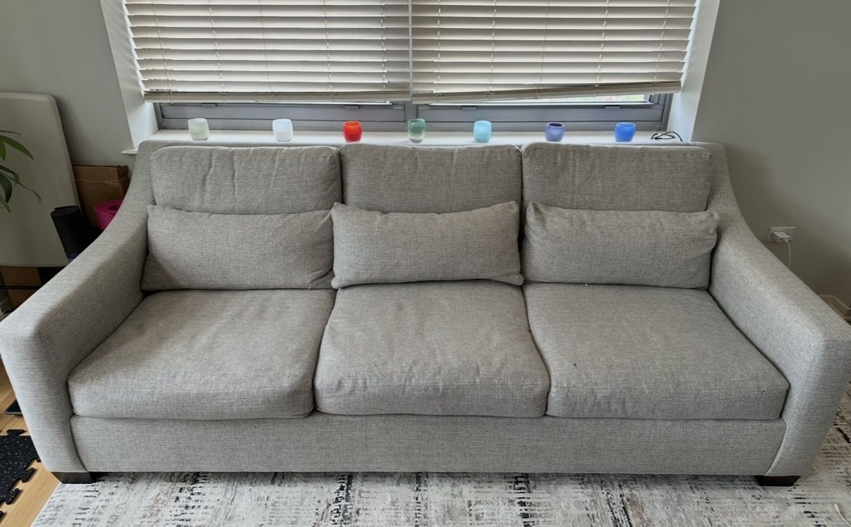 Potterybarn York Slope Arm Deep Seat Sofa in Ash Grey