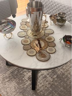 Round Faux Marble Coffee Table