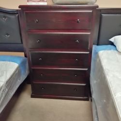 Jumbo Dresser Double Knobs 5 Drawers 100% Pinewwod 🌲