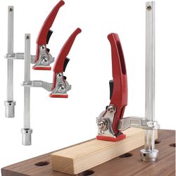 TRUTOPWAY 2 Pack Woodworking Quick Ratchet Bench Dog Clamps, Heavy Duty Hold Down Clamps For MFT Tables, Workbench Accessories For Wood Carving Routin