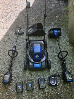 Kobalt 80v Mower / Weed whacker/ Snow Shovel / 3 batteries