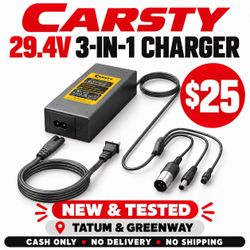 Carsty 29.4V 3-in-1 Scooter & Hoverboard Charger – New & Tested