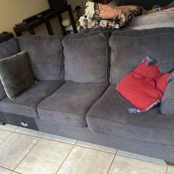 L Shape Sofa Dark Blue and Light Gray Sofa