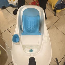 Baby Bathtub with Infant Support (Blue & White)