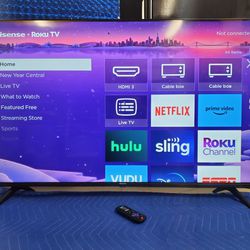 HISENSE 50" SMART TV LED 4K ROKU TV GREAT WORKING CONDITION WITH ORIGINAL REMOTE CONTROL GUARANTEED 🖥🔥🖥🖥🖥🖥👍
