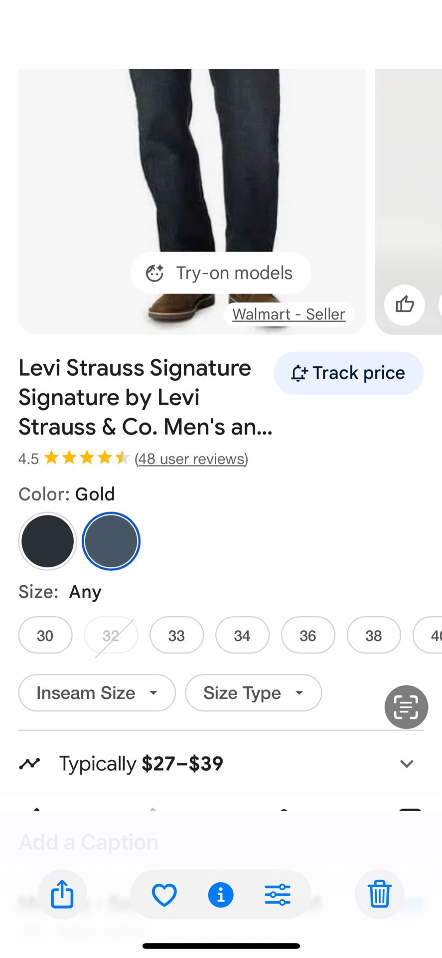 Brand New Levi’s Strauss Signature 38 X 30