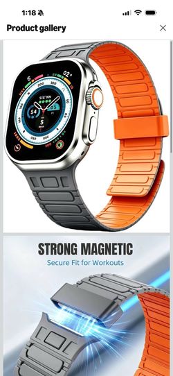 Magnetic Band Compatible with Apple Watch Ultra 3/2/1 Band for Men 49mm 46mm 45mm 44mm 42mm, Silicone Sport Waterproof Loop Strap Magnet Link for iWat