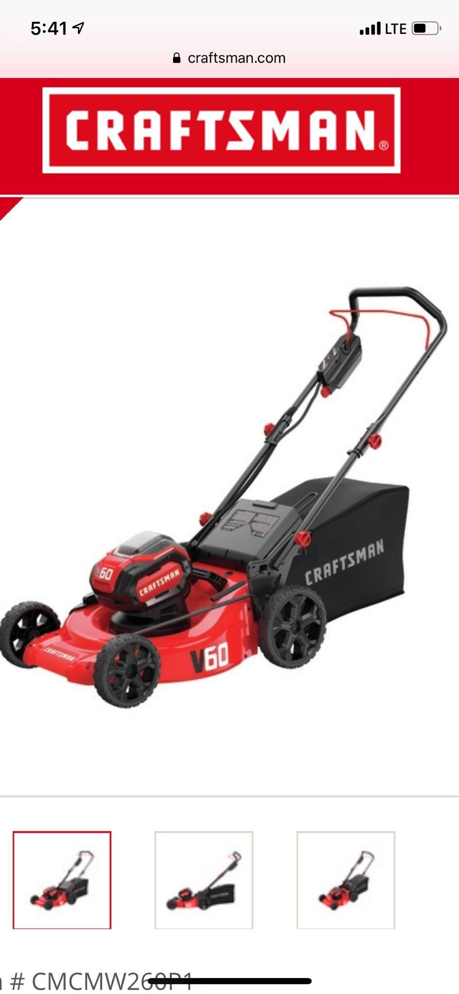 Craftsman v60 electric mower hot sale