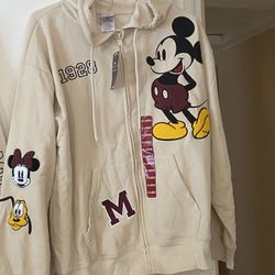 NEW - One Disney Mickey Mouse Women's - Size: X-Large,  Full Zip Sweatshirt Hoodie Chenille Patches For $25 - Firm price