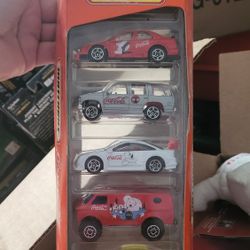 MATCHBOX DIECAST 1997 COCA-COLA COKE 5-CAR GIFT SET RACE CARS VANS SUV NIB