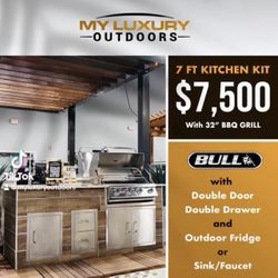Outdoor Kitchen Kit with Bull Grill