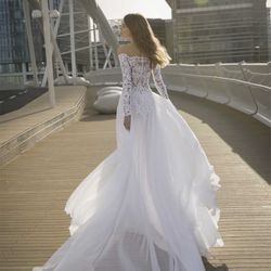 Pnina Tornai Style 2107 A-Line Off Shoulder Long Sleeve Wedding Gown