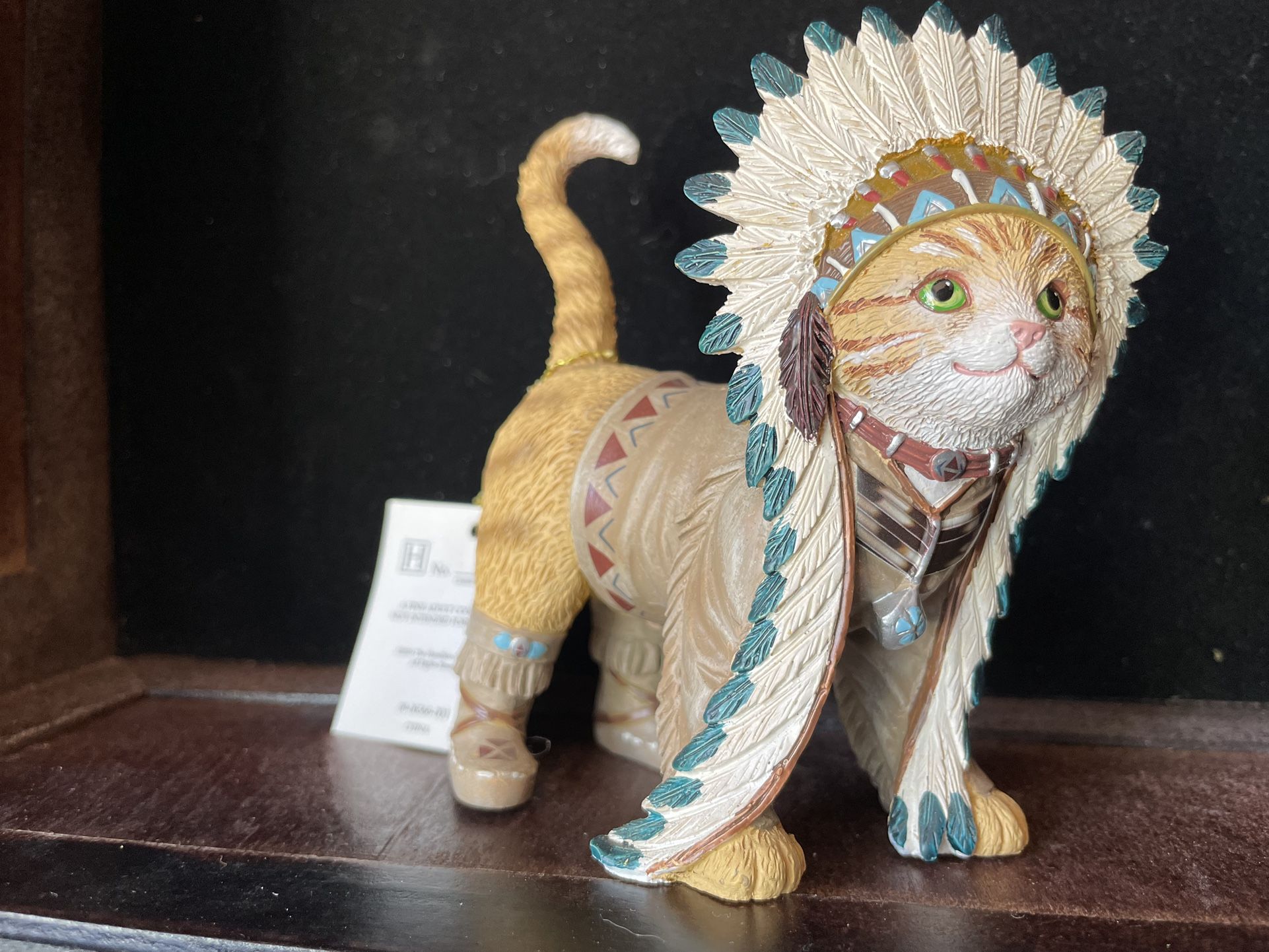 Hamilton Collection CHIEF RUNS WITH PAWS Native American Indian Cat Figurines