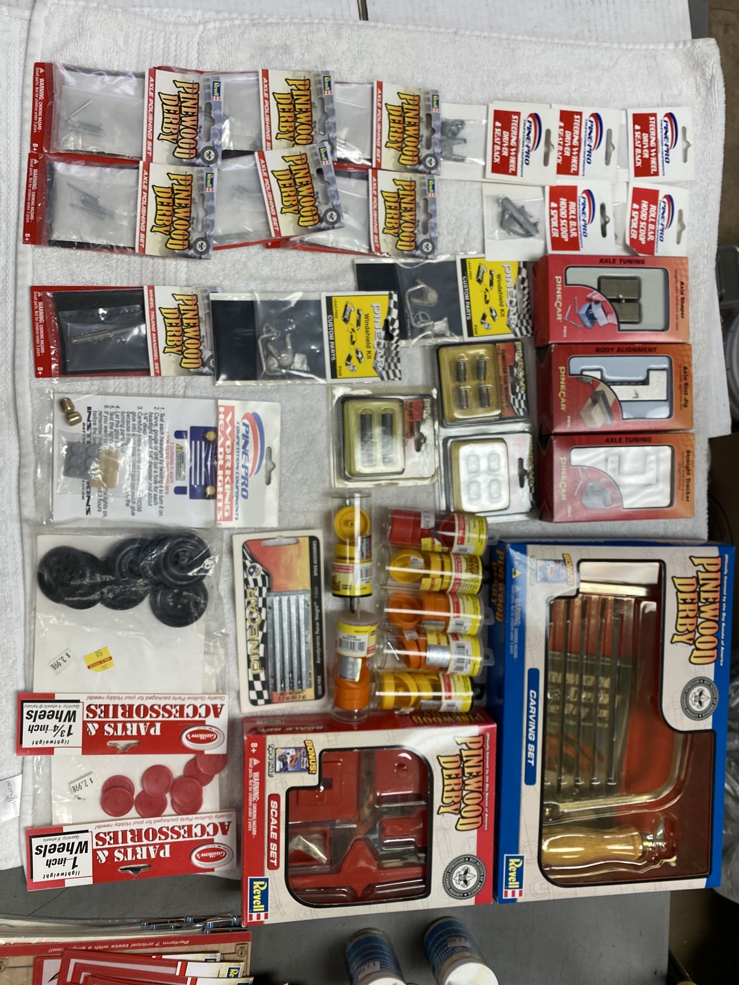 Pinewood, derby, weights, tools, decals, axles, Vintage, Cub Scouts