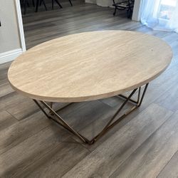  Beautiful Coffee Table + 2 Matching End Tables – Modern Cream Marble-Look Set