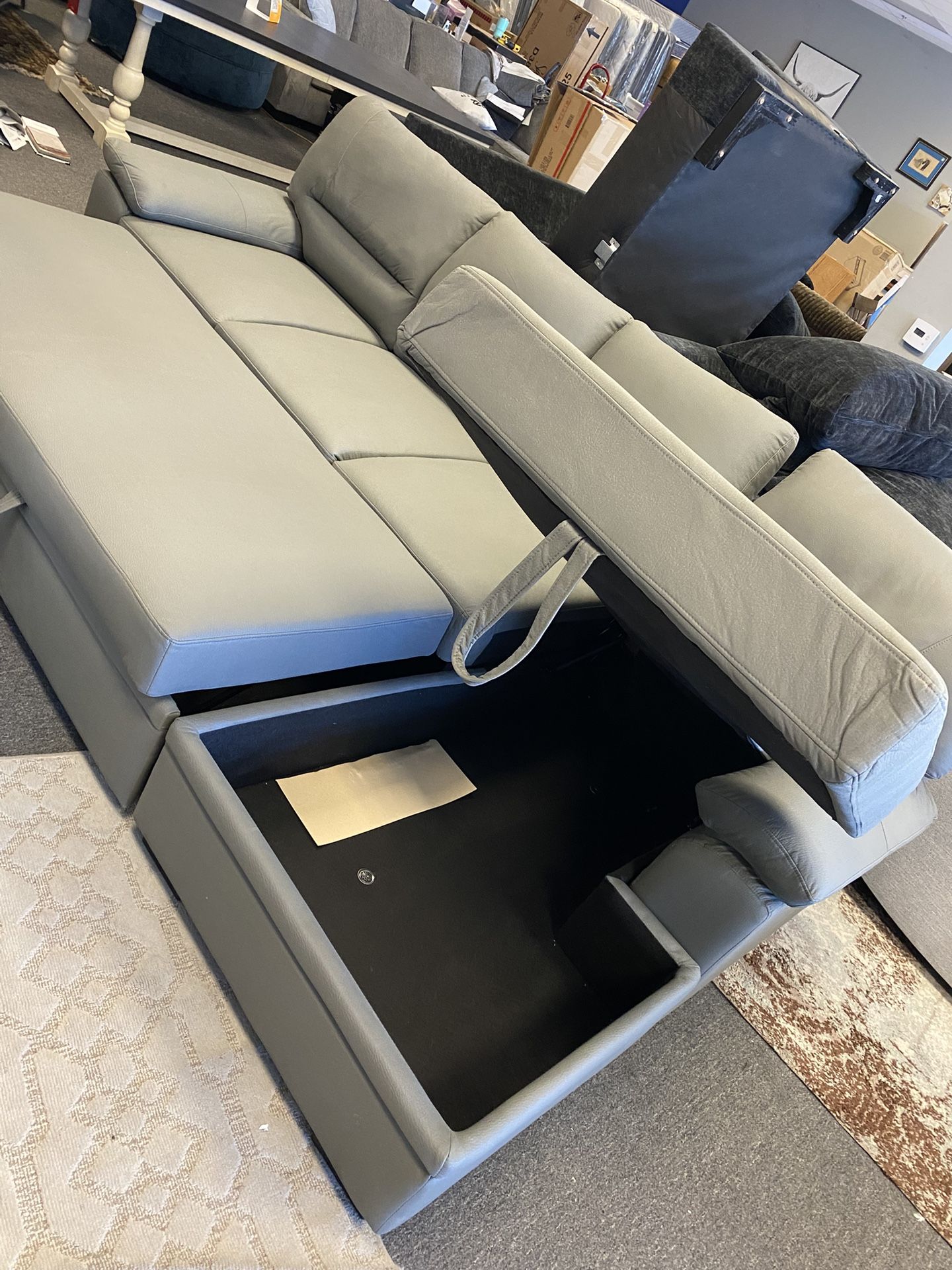 9ft Wide Convertible Sofa Bed With Storage Chaise Brand New Just Assembled. Must Sell Can Deliver $1 Down Financing:)