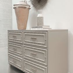 Rattan Small Dresser With Gold Handles 