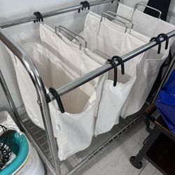 3 section Laundry Hamper Sorter, Laundry Sorter Cart with Heavy Duty Lockable Wheels